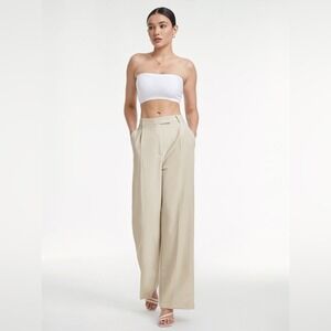 NWT High Waisted Relaxed Fit Wide Leg‎ Dress Pants COMMENSE medium  Beige